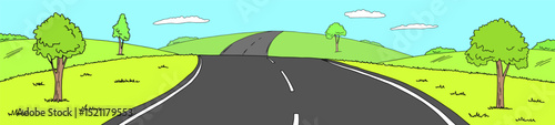 Road hill graphic color landscape sketch long illustration vector 