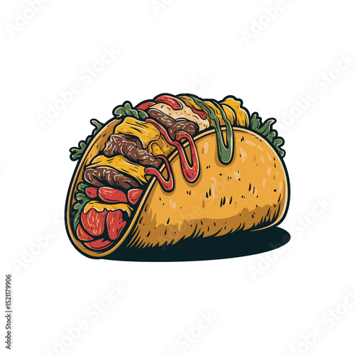Mexican food taco vector art illustration