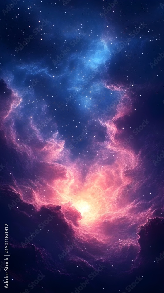 Obraz premium A Stunning Celestial Nebula Vibrant Pink and Blue Cosmic Clouds with Sparkling Stars