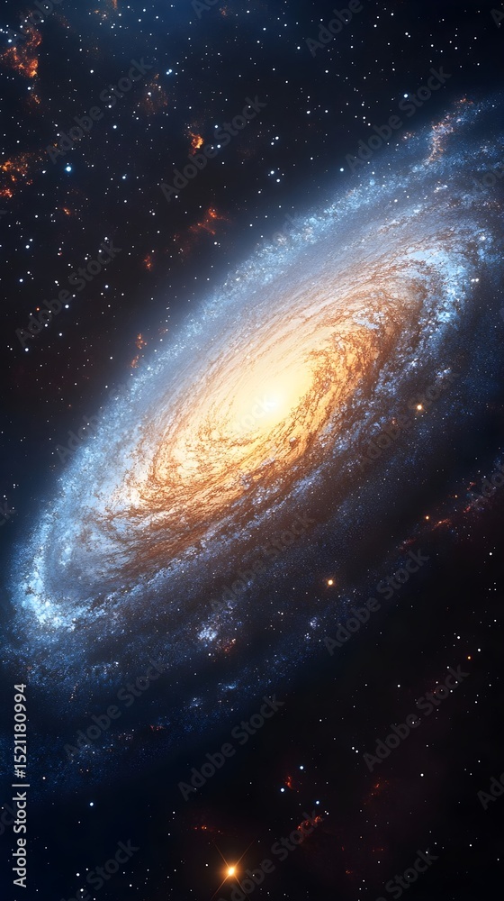 Naklejka premium Stunning Spiral Galaxy in Deep Space Cosmic Background Starfield