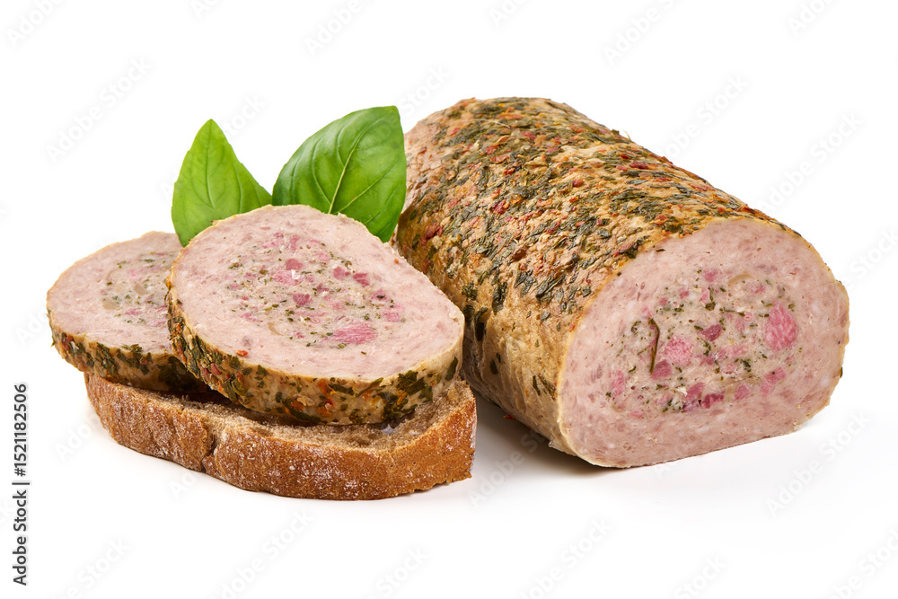 Meatloaf with Slices, isolated on White Background Meatloaf with Slices, isolated on White Background