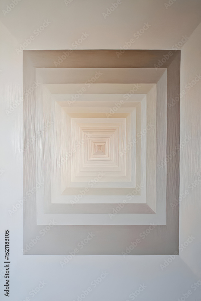 Fototapeta premium A series of concentric squares in soft gradient shades, creating a sense of movement inward toward the center of the canvas