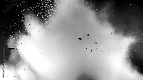 Dramatic explosion of white powder creating a cloud-like effect against a dark background