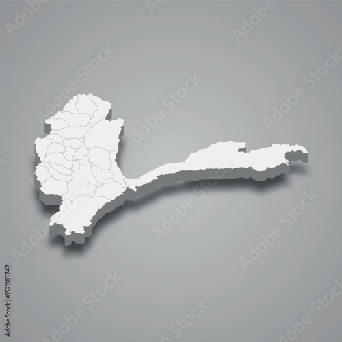 Badakhshan 3d isometric map is a region of Afghanistan