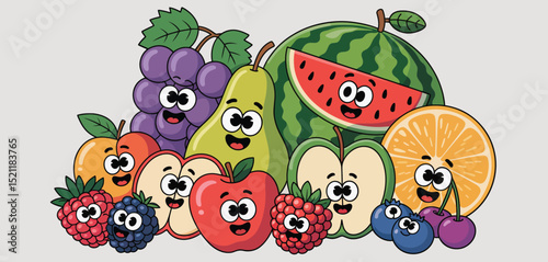 Happy Cartoon Fruits Collection for Kids