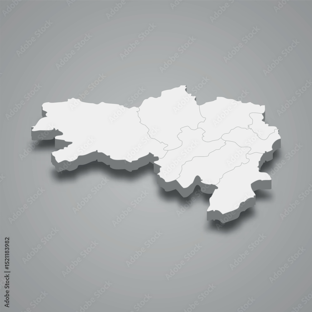 Obraz premium Wardak 3d isometric map is a region of Afghanistan