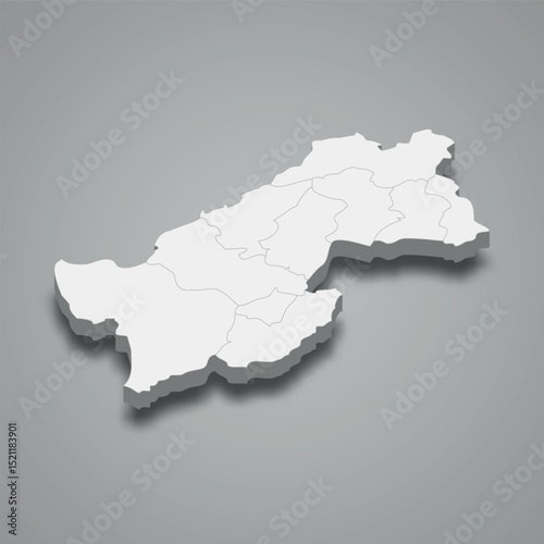 Paktia 3d isometric map is a region of Afghanistan