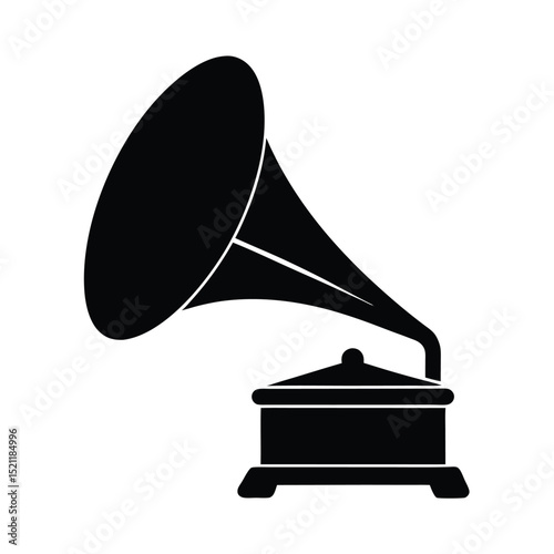 Gramophone Icon Vector Flat and Clean Look Isolated on White Background
