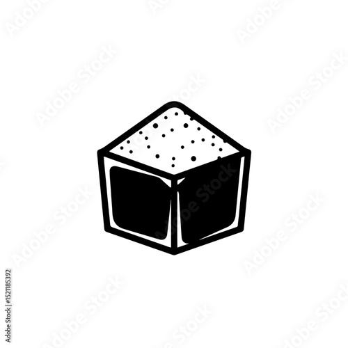 Cube container filled with granules