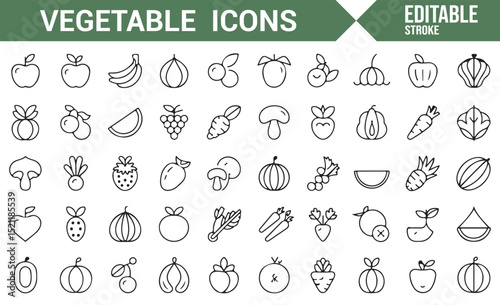 Set of Vegetables and Fruits Illustrations for Diet and Wellness