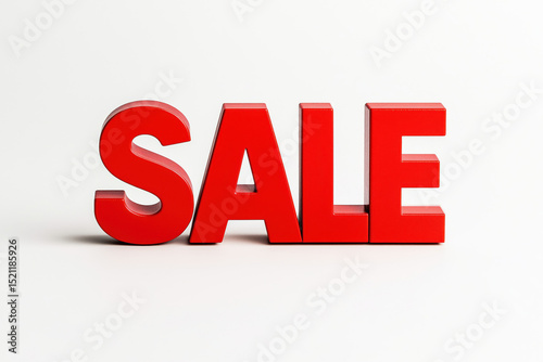 Bold red 3D text spelling “SALE” on a clean white background