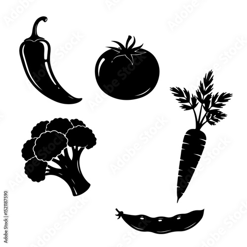Silhouette vegetables food icons