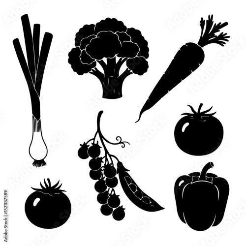 Silhouette vegetables food icons