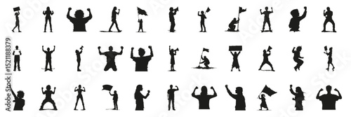 Protest And Activism Silhouette Set. Social Movement And Demonstration Symbol Collection. Political And Educational Use. Isolated Vector Illustration
