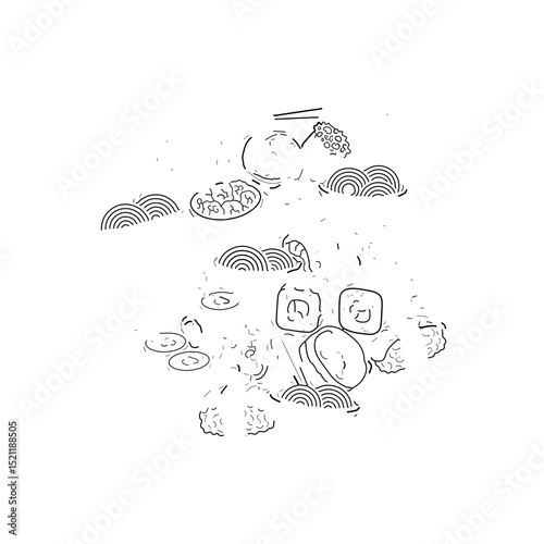 Sushi doodle food art