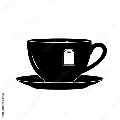 Teacup with Tea Bag on Saucer