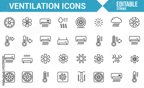 Cooling and Heating Icons Set for Environmental Control