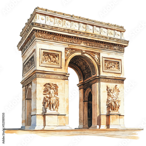 Historical Monuments, watercolor clipart vector, high quality, isolated on a white background.