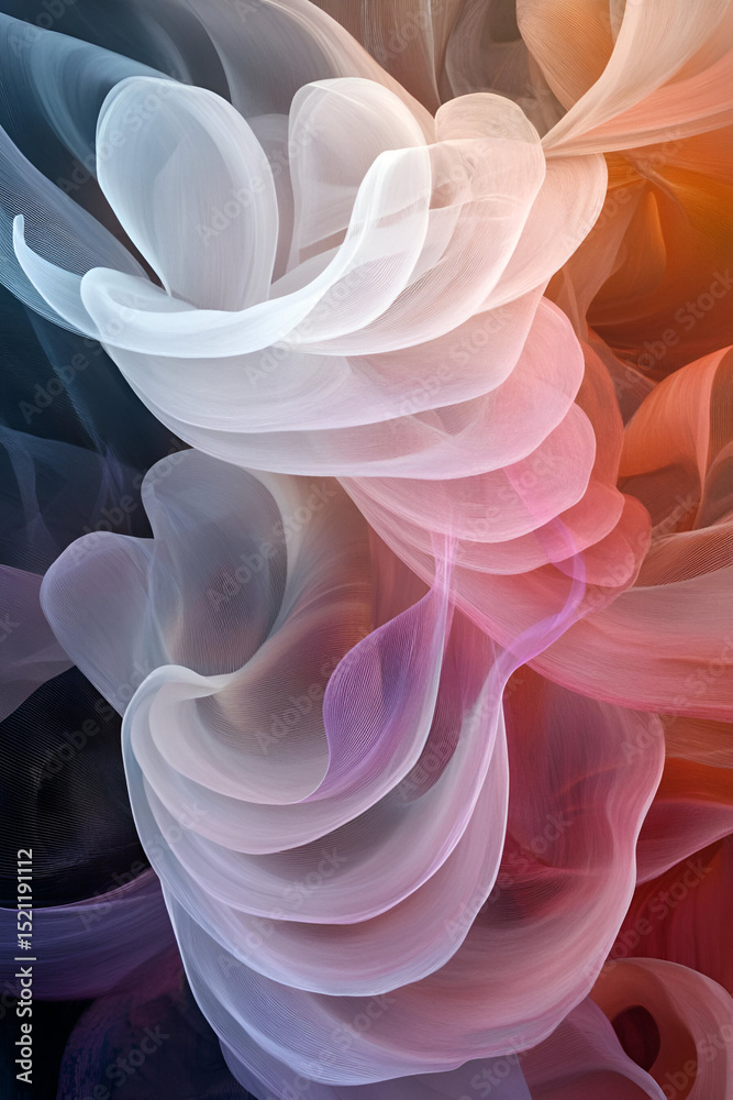 Fototapeta premium A series of fluid, swirling curves and circular shapes, layered in gradients that move smoothly between complementary colors