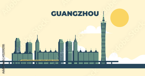Guangzhou China city travel background