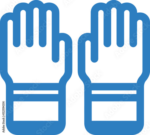 Blue Outline Icon of a Pair of Protective or Work Gloves