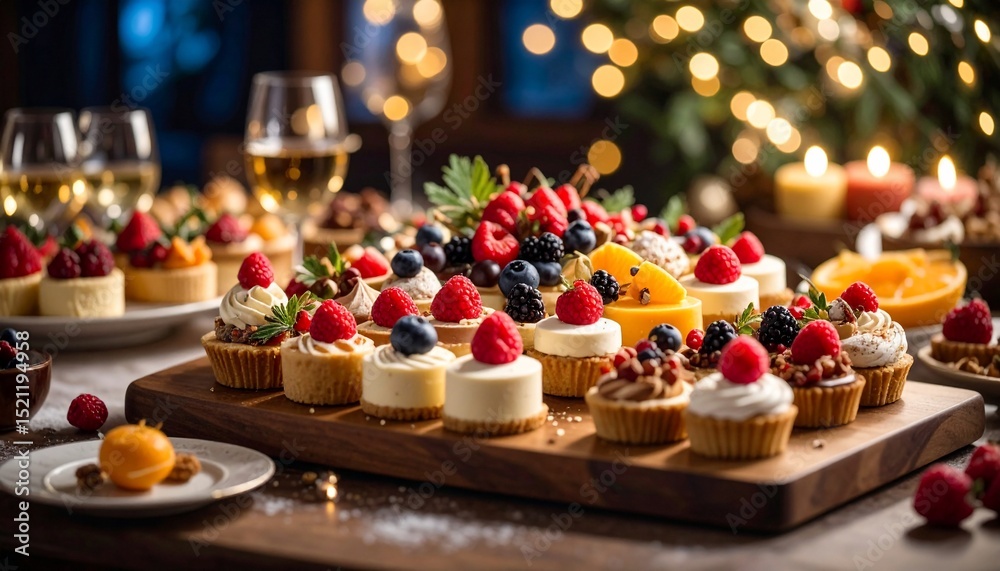 A Festive Dessert Spread: Mini Cheesecakes and Fruit Tarts A Festive Dessert Spread: Mini Cheesecakes and Fruit Tarts