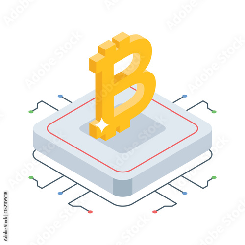 A well designed isometric icon of bitcoin technology concept