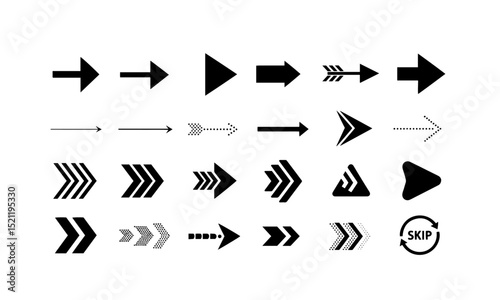  Dynamic Arrow Icon Set: Illustrating Direction, Progress, and Navigation