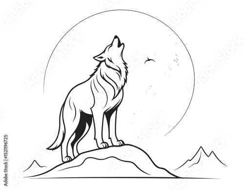 Curious Fox Silhouette Gazing with Intrigue in Sleek Line Art Form