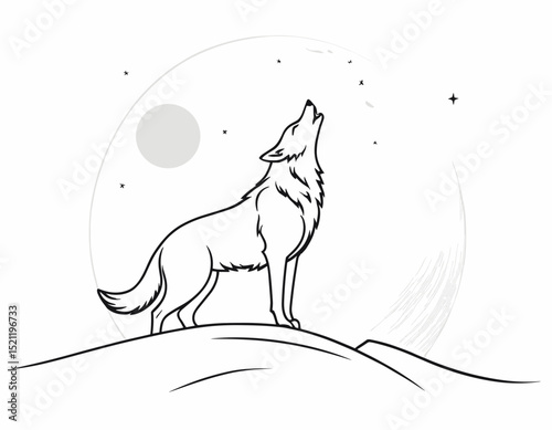 Curious Fox Silhouette Gazing with Intrigue in Sleek Line Art Form