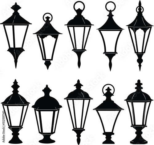 Handcrafted Lantern Silhouettes for Traditional Chinese Theme Illustrations