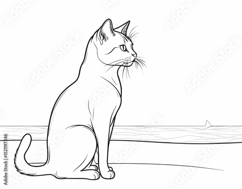 Curious Fox Silhouette Gazing with Intrigue in Sleek Line Art Form