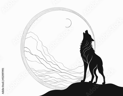 Curious Fox Silhouette Gazing with Intrigue in Sleek Line Art Form