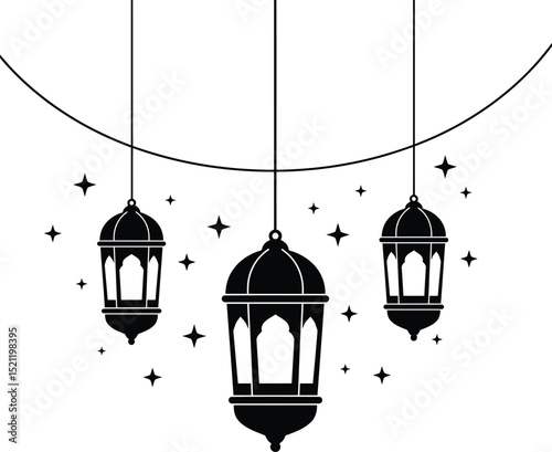vector illustration of lantern with star in a decorative way