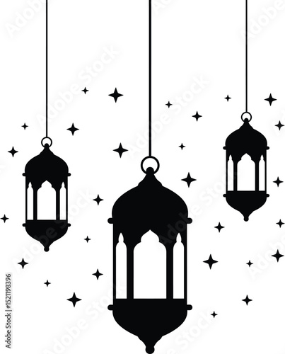 vector illustration of lantern with star in a decorative way