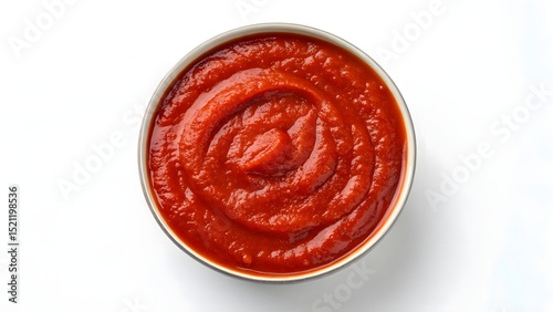 Fresh and vibrant tomato sauce in a bowl, rich red color and smooth texture, perfect for culinary recipes, Italian cuisine, and food presentations