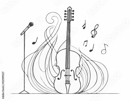 Melancholic Serenade: Expressive Line Art Capturing the Emotion of Music