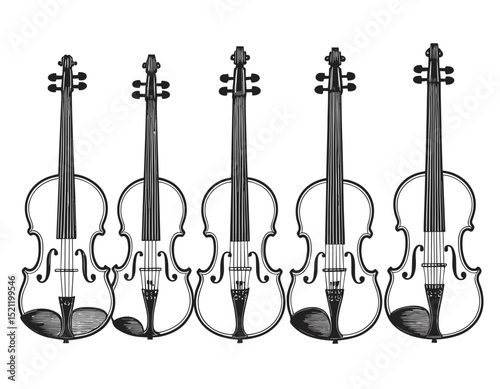 Ethereal Musical Harmony: Intricate Line Art of Classical Instruments in Symphony