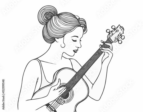 Melancholic Serenade: Expressive Line Art Capturing the Emotion of Music