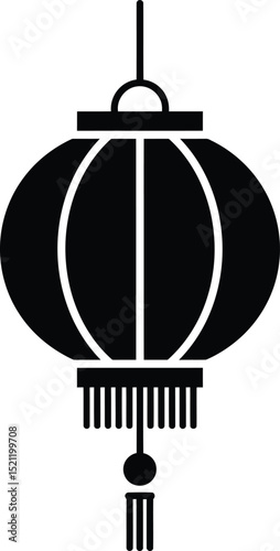 hanging chinese lantern silhouette tassel ornament icon