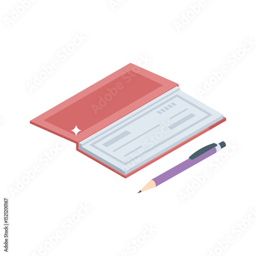 Catch this isometric icon showcasing cheque transaction