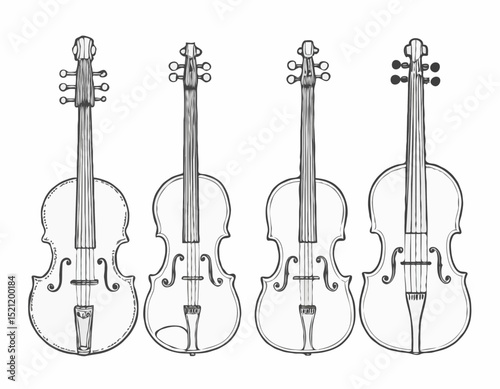 Melodic Elegance: Collection of Delicately Drawn Musical Instrument Outlines