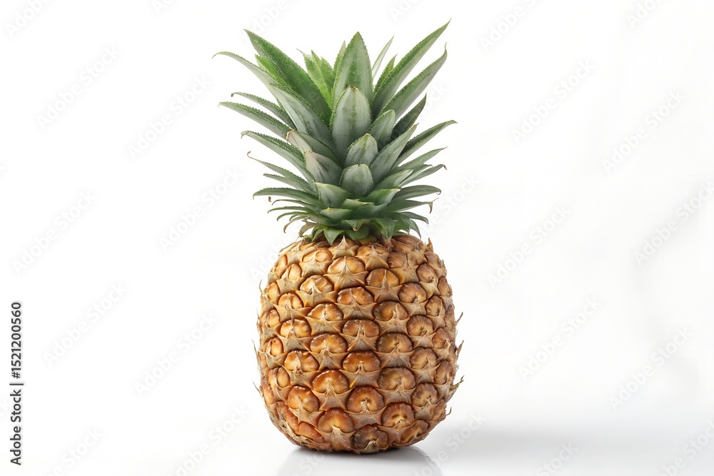 Ripe Pineapple Fruit on White Background, Tropical Food, Vitamin C Ripe Pineapple Fruit on White Background, Tropical Food, Vitamin C