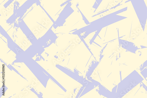Abstract vector pattern. Grunge texture with chaotic, angular shapes in a soft pastel lavender and cream palette. An artistic background for textiles or stationery.