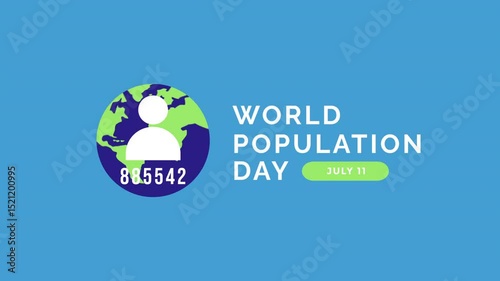 World Population Day Video Animation, with count up population and spinning earth concept