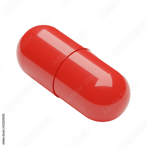 3d red pill isolated on white background