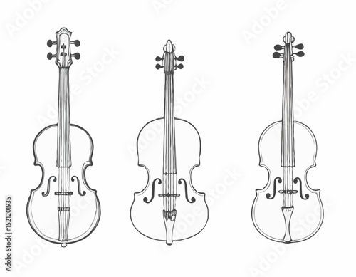 Mellow Tunes: Elegant Line Drawings Showcasing the Essence of Instruments