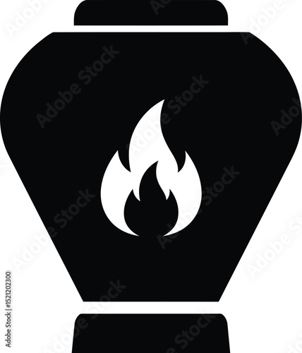 minimalist black sky lantern with white flame modern ramadan symbol