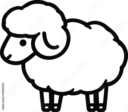 Sheep Silhouette Symbol Set Featuring a Minimalist Outline with a Rounded Head and Fluffy Body—Representing Farm Animals, Wool Production, and Pastoral Scenes