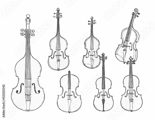 Orchestral Magic: Intriguing Line Art Depicting the Soul of Various Instruments